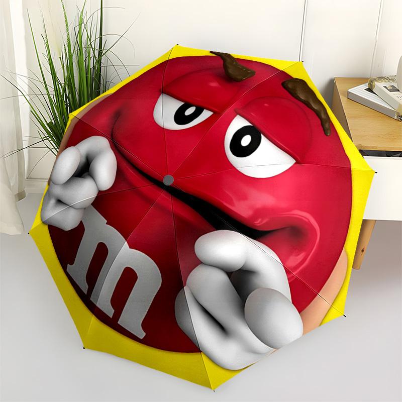 

1PC M&M s Automatic Open/Close Umbrella, 8-Rib Sturdy Frame, Lightweight Portable Umbrella, Commute, Business - Ideal Gift for Friend, Vibrant Pattern
