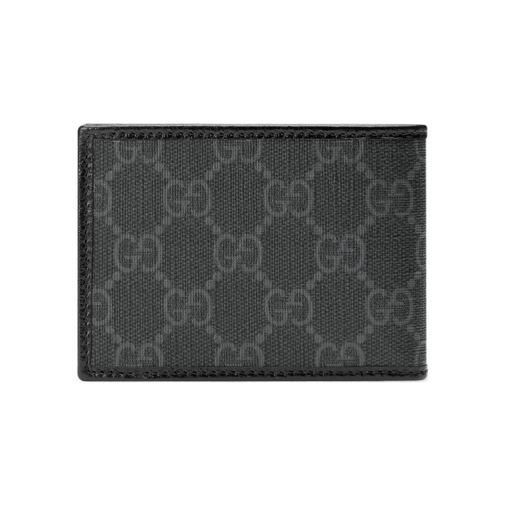 Gucci Interlocking Logo Double Fold Wallet Card Holder Canvas Leather Mini Men wallet Black 673001-92TCN-1000