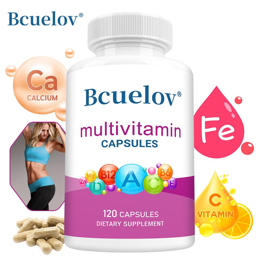 Bcuelov Multivitamin-Kapseln Nahrungsergänzungsmittel, Vollspektrum Vitamine & Mineralstoffe, 120 Kapseln