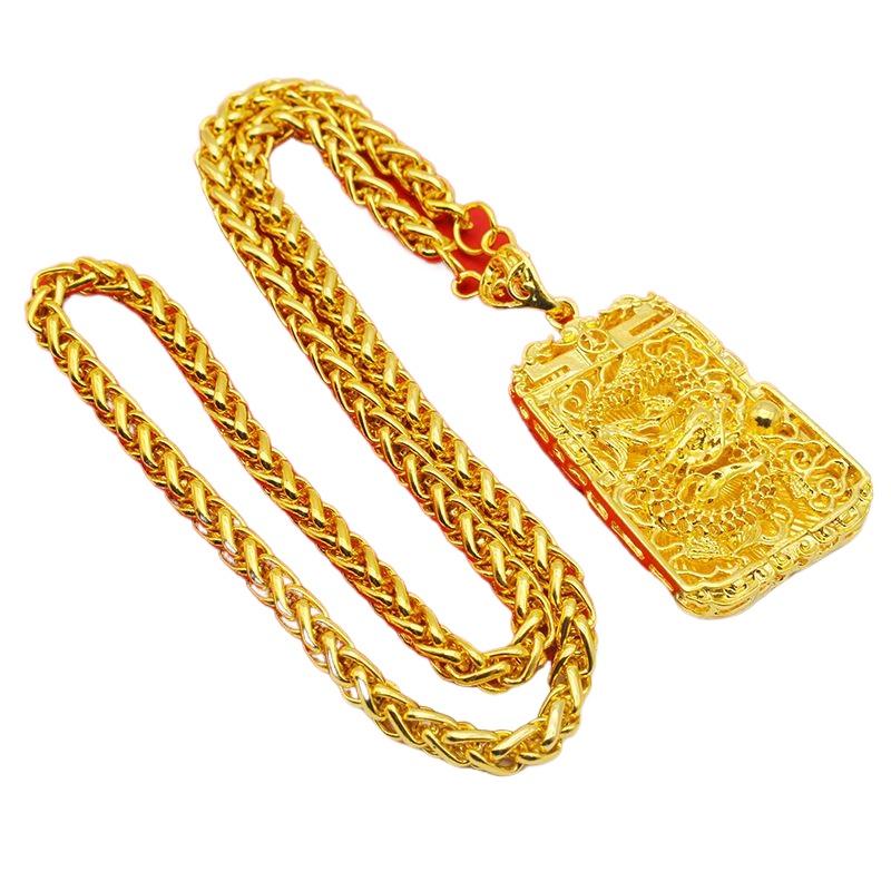 Guanyin Dragon Necklace Gold Plated Pendant for Men and Women Jewelry Gift Ideas