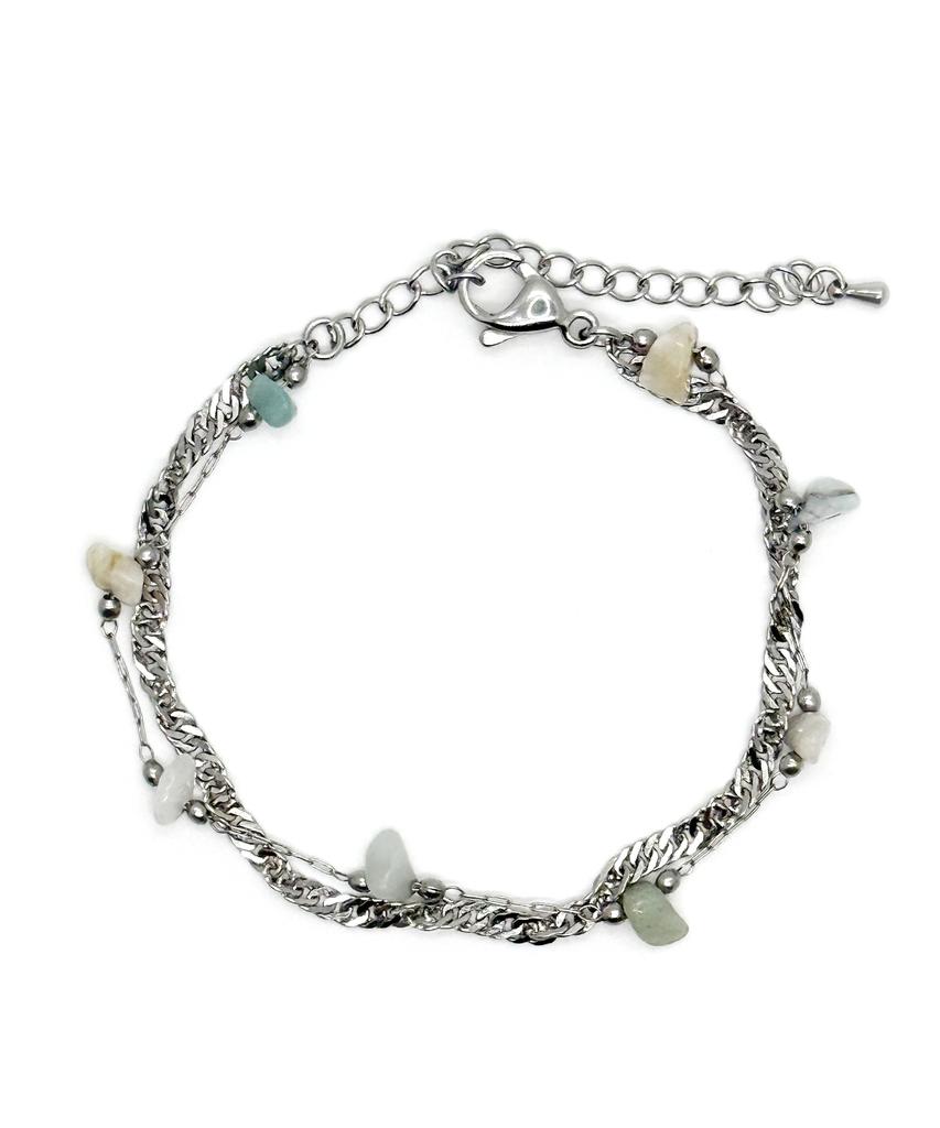 Monoflux Drift Stone Wave Double Chain Bracelet