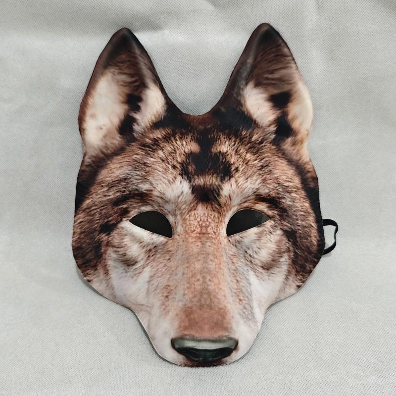 Adult Wolf Mask Costume Accessory Halloween Party Cosplay Animal Theme Dress Up Brown Gray
