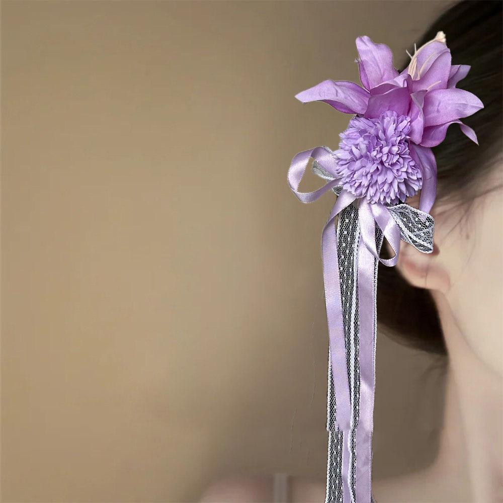 Acrylic Pearl Flower Fringed Earrings Light Luxury Temperament High Sense Duck Bill Clip Niche Fashion Versatile Hair Accessories Women