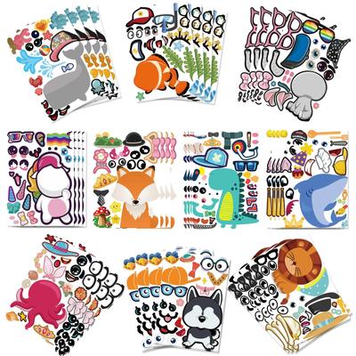 40 arkuszy Stwórz własną naklejkę dla dziecka, zrób naklejkę z twarzą zwierzęcia, DIY Party Festival Favor Reward Funny Art Craft, kreatywna zabawka Jednorożec Puzzle Playset