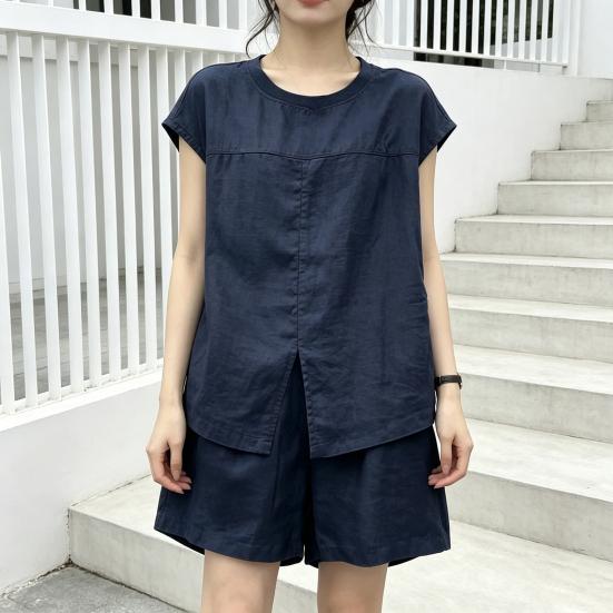 Yousheng Summer 2 Piece Sets for Women, Short Sleeve Crew Neck Top And Shorts Matching Set, Casual Loose Lounge Outfits