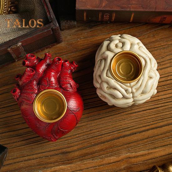 Halloween Candle Holder Gothic Heart Brain Spine Resin Candle Stand Scented Tealight Candle Candlestick Decoration Table Centerpiece
