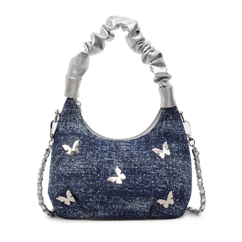 This year's popular bag summer 2025 new Korean version fashion pleated handbag women's versatile denim dumpling bag