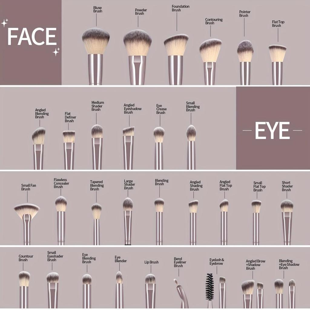 30pcs Professional Makeup Brush Set Foundation Concealers Eye Shadows Powder Blush Blending Brushes Beauty Tools with Bag