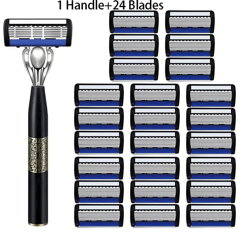 7-Layer Shaver Blade Manual Razor with Replaceable Blades No Skin Damage Blades Shaver Resistant Water Wash Shaver