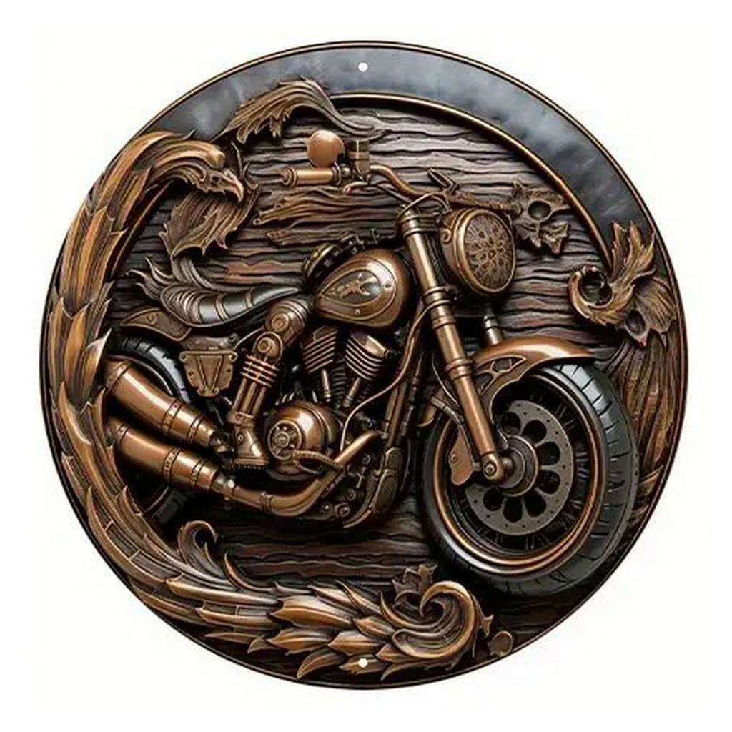 Vintage D Tłoczony Okrągły Metalowy Znak Motocyklowy Zestaw Retro Biker Chopper Dekoracja Ścienna do Garażu Jaskini Mężczyzny Baru Pubu Entuzjasta Motocykli