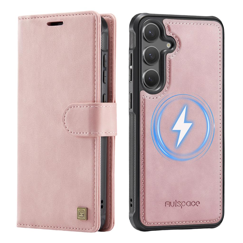 AUTSPACE A05 For Samsung Galaxy S25/S24 Case Wallet Stand Detachable Leather Magnetic Phone Cover