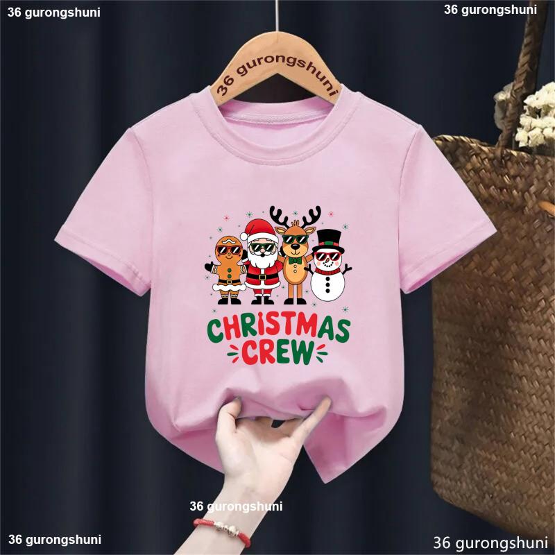 Christmas Day Fashion Christmas Crew 2026 Graphic Print Cute Boy/Girl Tshirt Christmas Festival Short Sleeve Casual Tshirt Tops