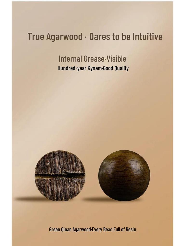 Hainan Green Qinan Agarwood Bamboo Joint & Lotus Bead Bracelet, 0.7 DIY, Unisex Prayer Beads