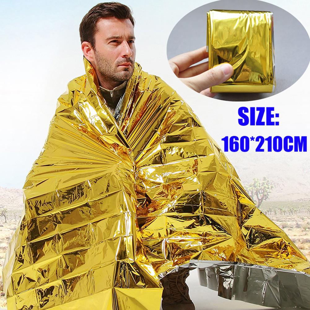 Emergency Blanket Field Survival Rescue Curtain Outdoor Life-saving Silver Plus Gloden Travel Tools