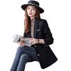 Women's Black Wool Suit Jacket - Autumn/Winter 2025, Petite Fit, Stylish Casual, Thick & Padded