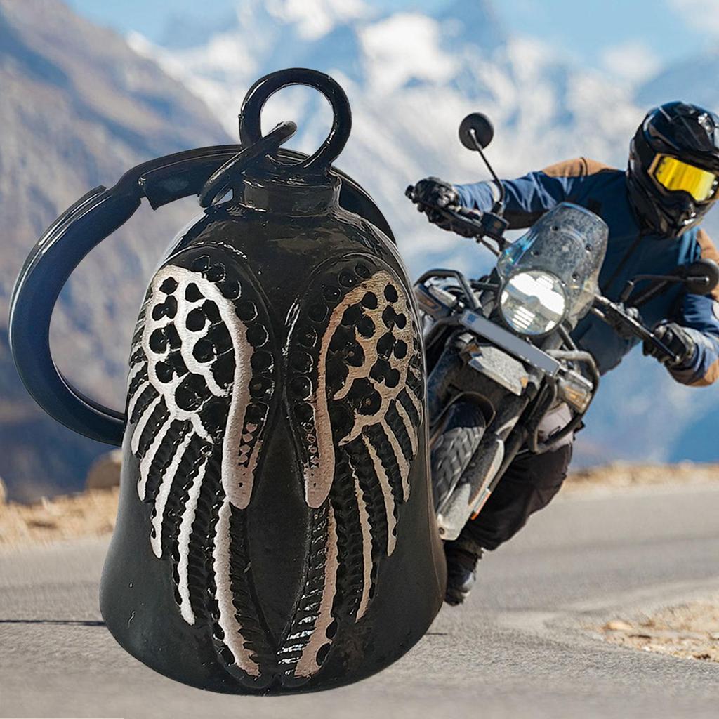 Modische Flügelglocke Vintage Schwarz Motorräder Dekoration Anhänger Herren Motorradglocke Fahrglocke Schlüsselanhänger Anhänger