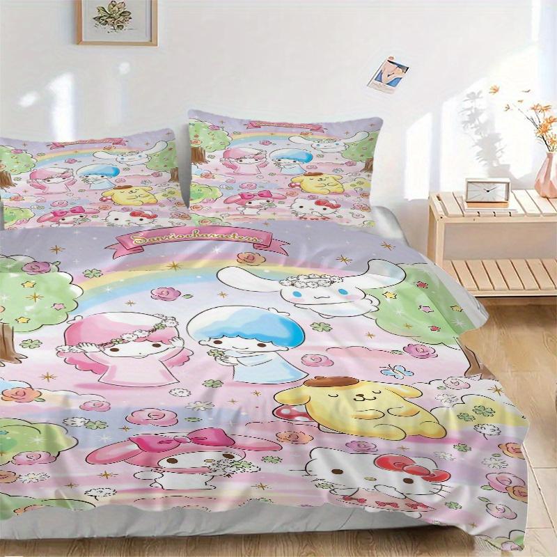 

3pcs Little twin stars & Friends Print Cover Set Ultra Soft, Breathable, and Comfortable Bedding with Stylish Design for Bedroom and Guest Room D 135x200cm