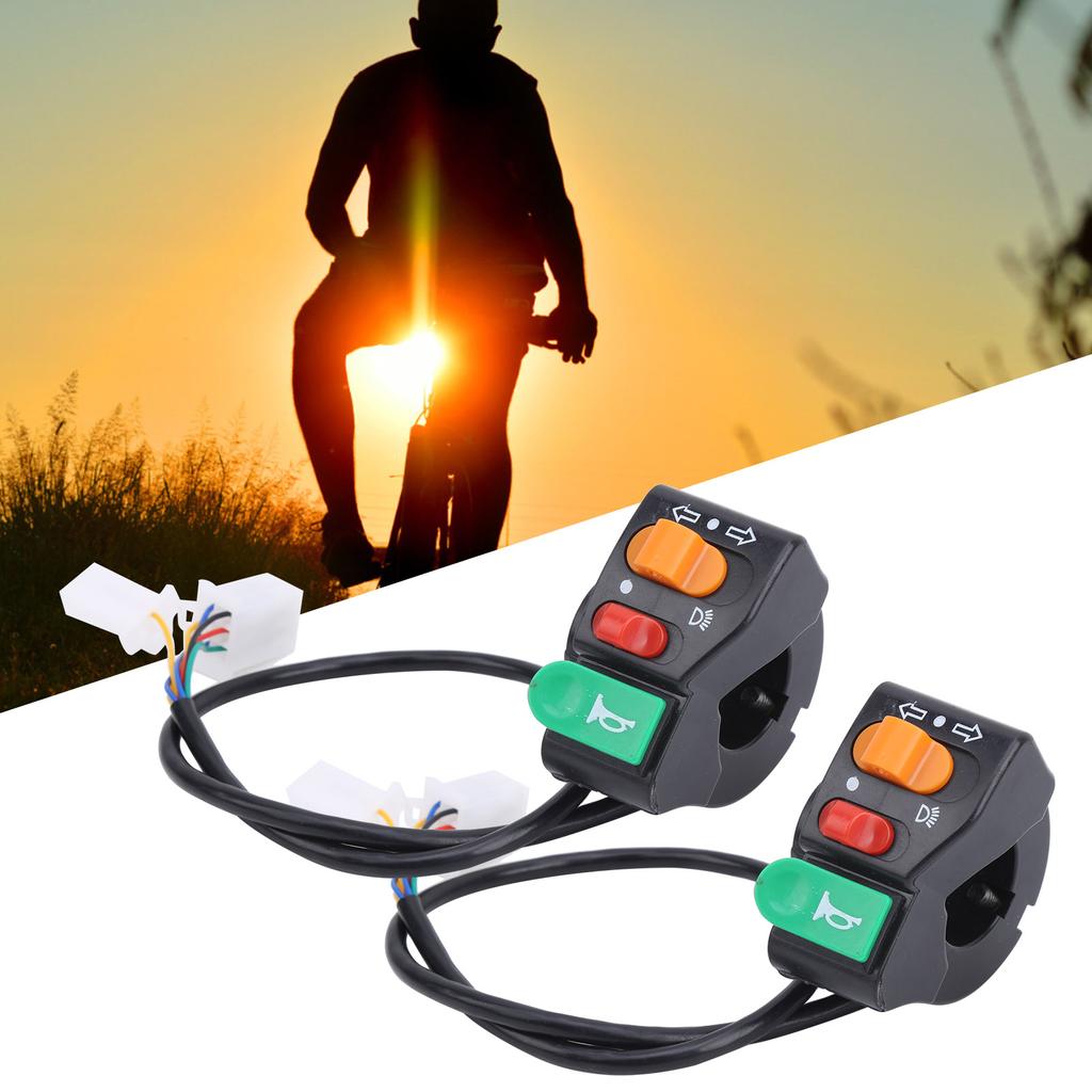 2Pcs Electric Bicycles Scooters Universal 3?in?1 Lights Turn Signals and Horn Switches