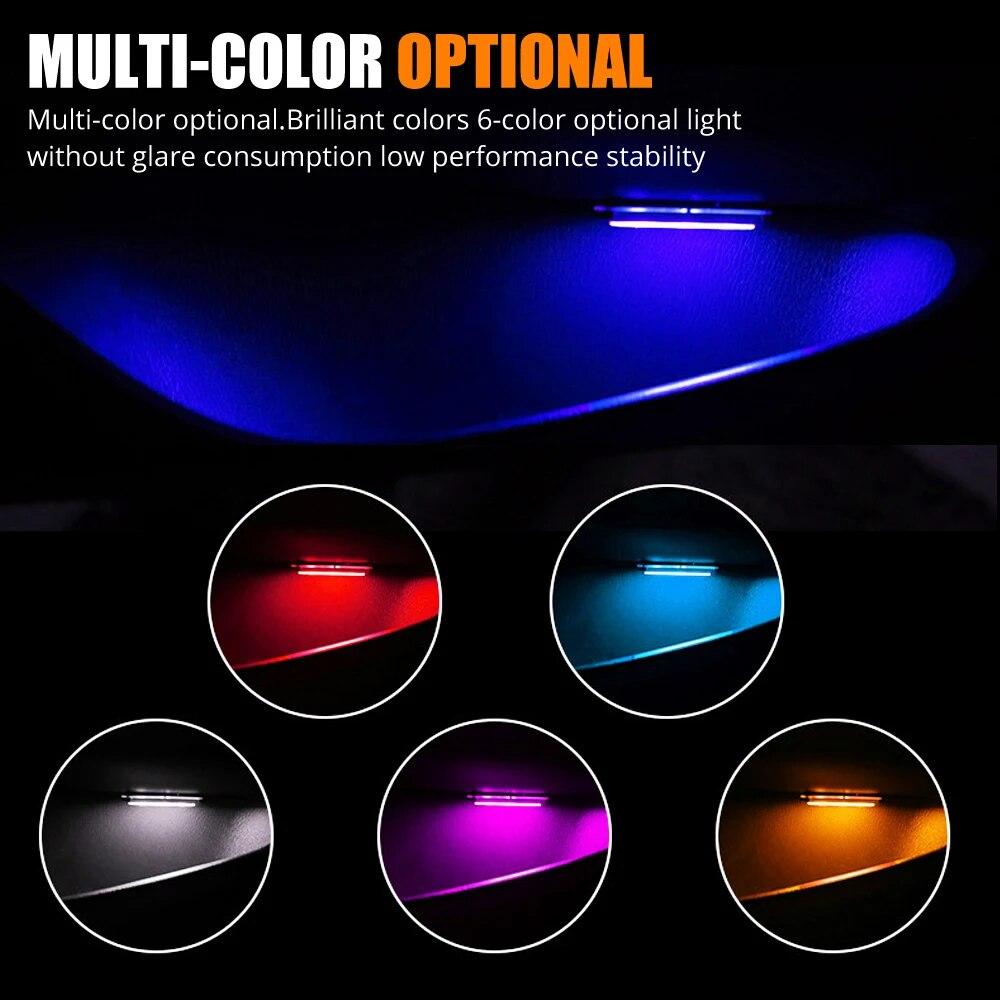 Atmosphere Lamp Decorative Light Inner Door Wrists Armrest Storage Trough Auto Ambient Light For Car Door Interior Light 6 Color