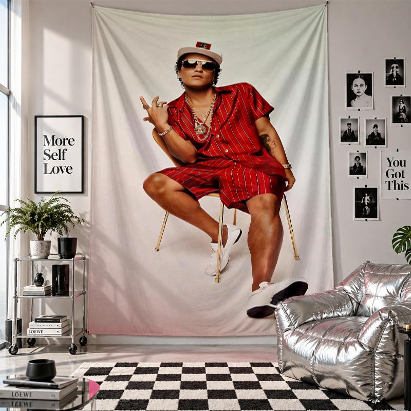 Wall TapestryBruno Mars Art Hanging Cloth Decorative Background Cover for Room Decoration