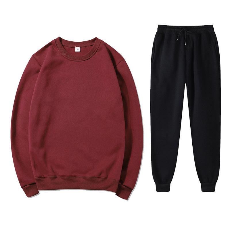 Unisex Autumn/Winter Fleece Sweatshirt & Sweatpants Set: Casual, Loose Fit