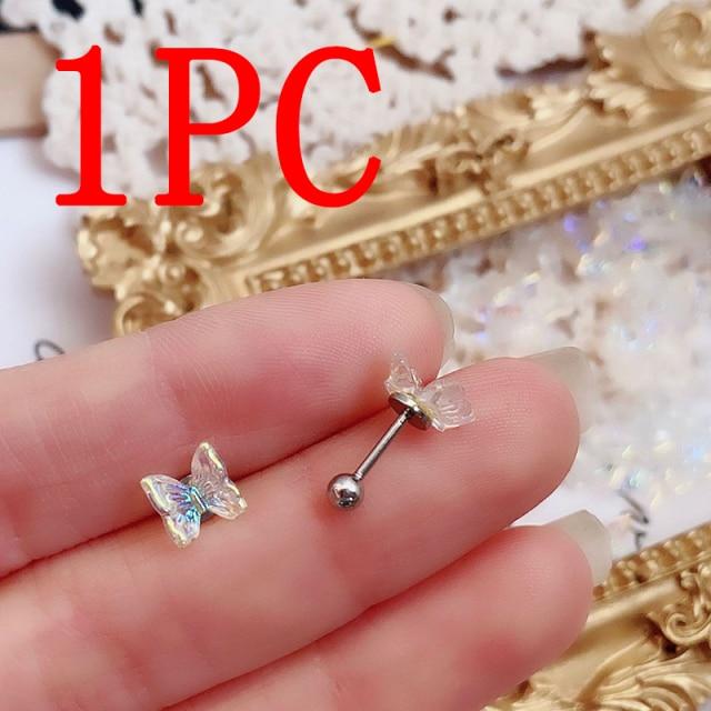 

1 шт. корейские милые маленькие серьги-гвоздики в виде бабочек для женщин и девочек, минималистичные серьги для хряща, пирсинг, украшения для тела, подарок в стиле Ins