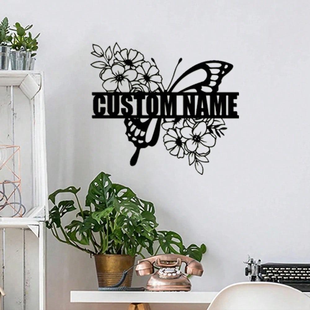 Butterfly Metal Wall Art, 1pc 3D Garden Decor, Hanging Ornament, Personalized Metal Sign, Flower Craft for Outdoor Patio