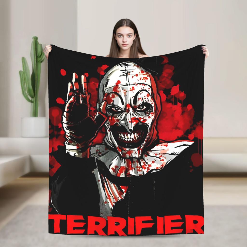 Terrifier 3 Christmas Santa Blanket The Clown Plush Vintage Warm Throw Blankets for Coverlet Spring/Autumn