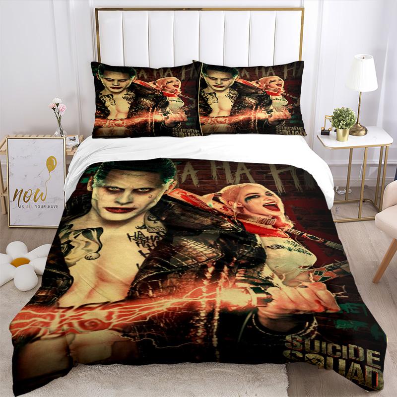Joker Harley Quinn Print 3Pcs Bedding Setduvet Cover With 2 Bedropillowcase Home Birthday Gift