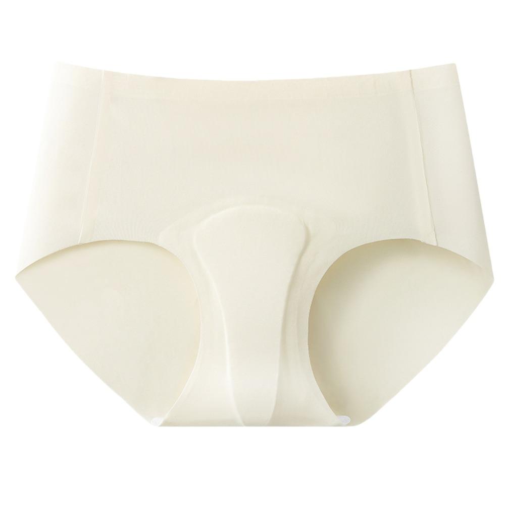 

Mid Waist Fitness Invisible Underwear Sponge Crotch Pad Sports Yoga Panties Women XL бежевий