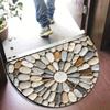 Neutral Natural Pebble Half Round Bath Mat, Non‑Slip Water Absorbent Minimalist Bathroom Floor Rug