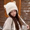 3D Cat Ear Cat Ear Knit Hat Warm Knitted Head Cover Durable Soft Beanie  Winter Commuting