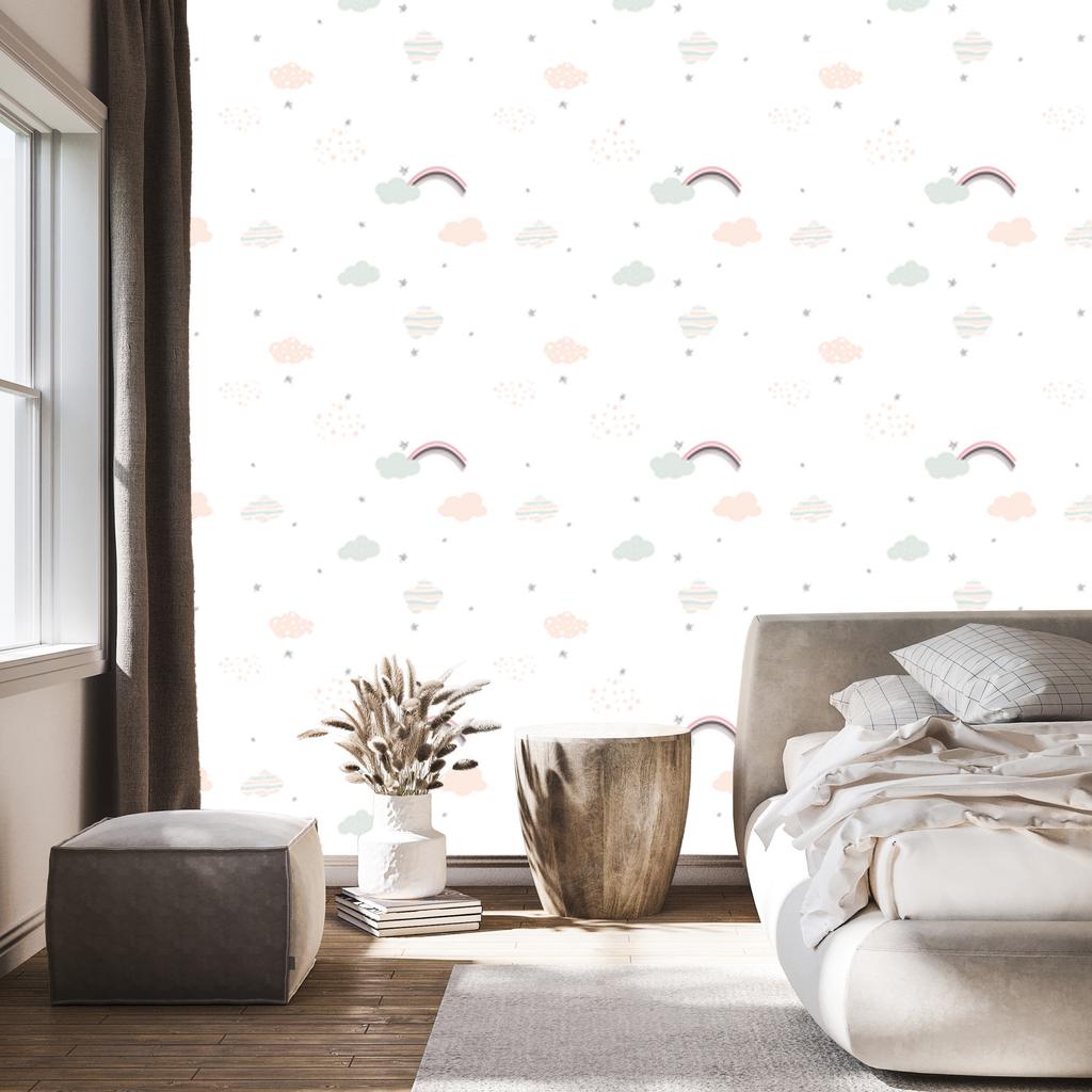 Stars, Rainbows and Clouds Wallpaper for Living Room and Bedroom 50x1000