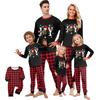 Ebeveynler ve Çocuklar için Uzun Kollu Bisiklet Yaka Üst ve Pantolonlu Aile Eşleşen Noel Baskılı Pijama Takımı