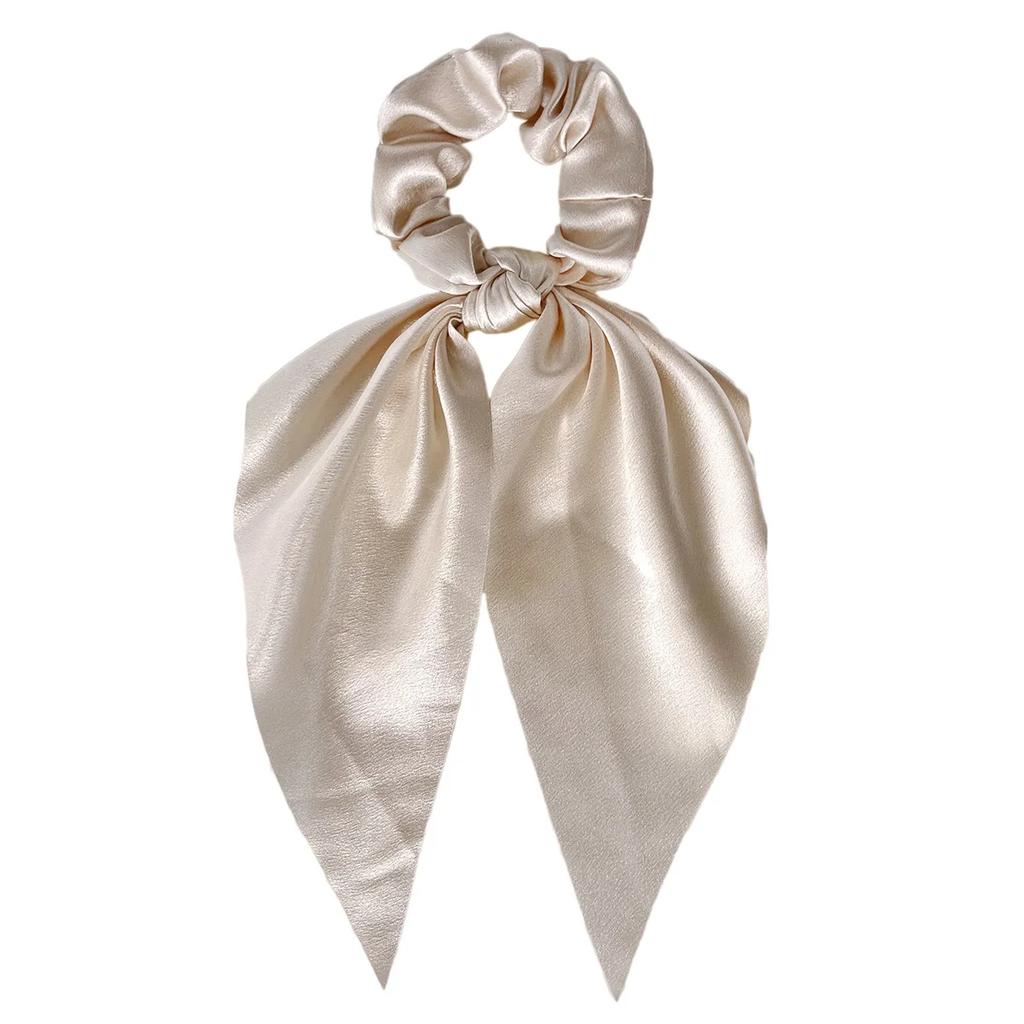 1 Stück Satin Langes Band Scrunchies Damen Mädchen Elastisches Gummi Schleife Haargummis Pferdeschwanzhalter Haaraccessoires