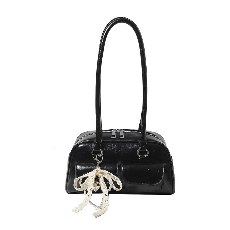 Bags niche high-end underarm bags women's oily leather new retro pillow bags trendy shoulder bags