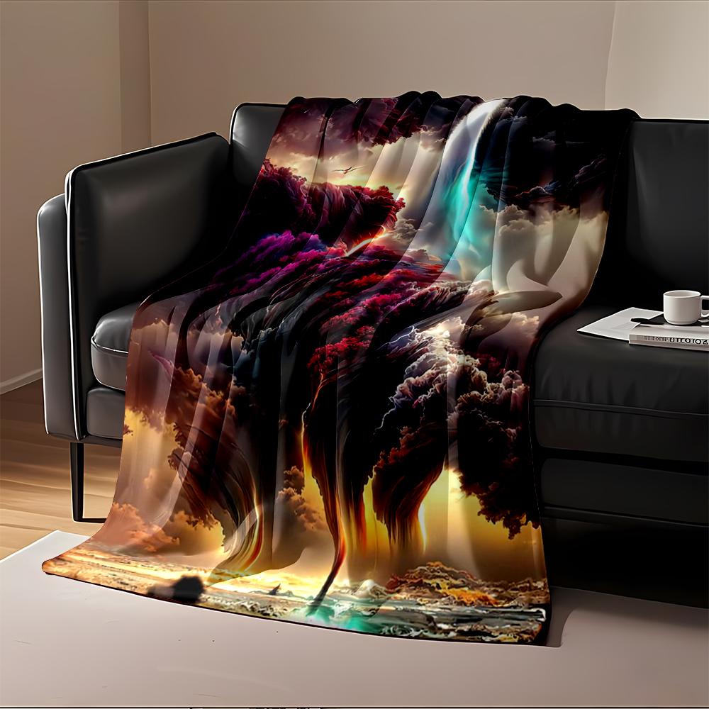 Vibrant Abstract Cloudscape Design Blanket Flannel Blanket for Bedroom, Living Room, Sofa, and Nap Sofas.