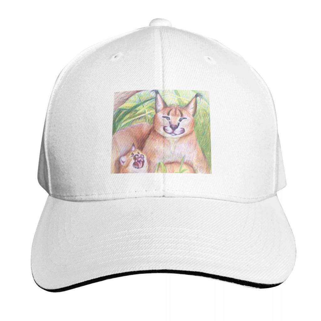 Happy Floppa Baby and Mom Caracals Baseball Cap Hood Rave Big Size Hat Anime Hat Womens Hats Unisexs