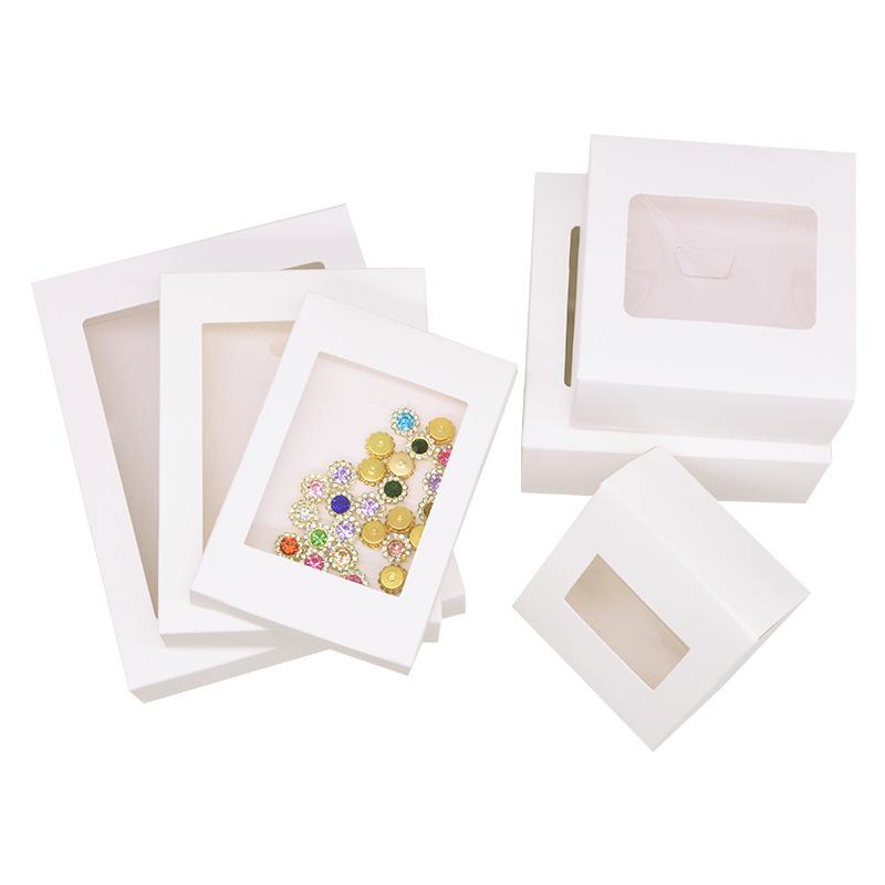 6 Stück Geschenkboxen aus Kraftpapier mit Fenster für Hochzeitsgeschenke, Kekse, Süßigkeiten, Weihnachtsgeschenkverpackungen, Geburtstagsparty-Dekoration