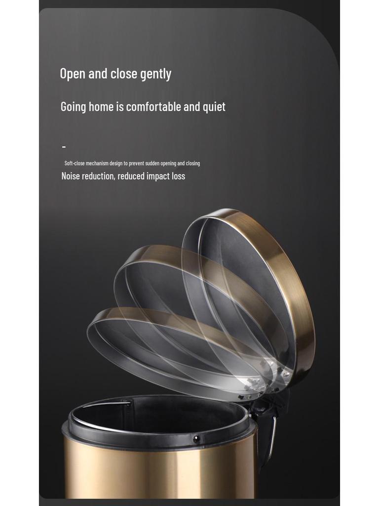 5L Champagne Gold Pedal Trash Can with Lid for Kitchen Use