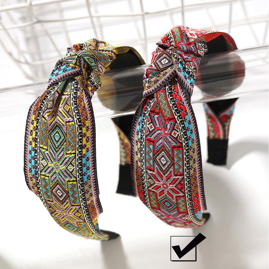 

Шикарная этническая вышитая повязка на голову для женщин и девочек, тканевая завязанная повязка для волос, головной убор для вечеринки и выступления, женский обруч для волос, аксессуары