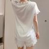 Short-Sleeved Shorts Slim-Fitting Simple Summer Pajamas Women'S Lace Court Style Princess Loungewear Can Be Worn Outside