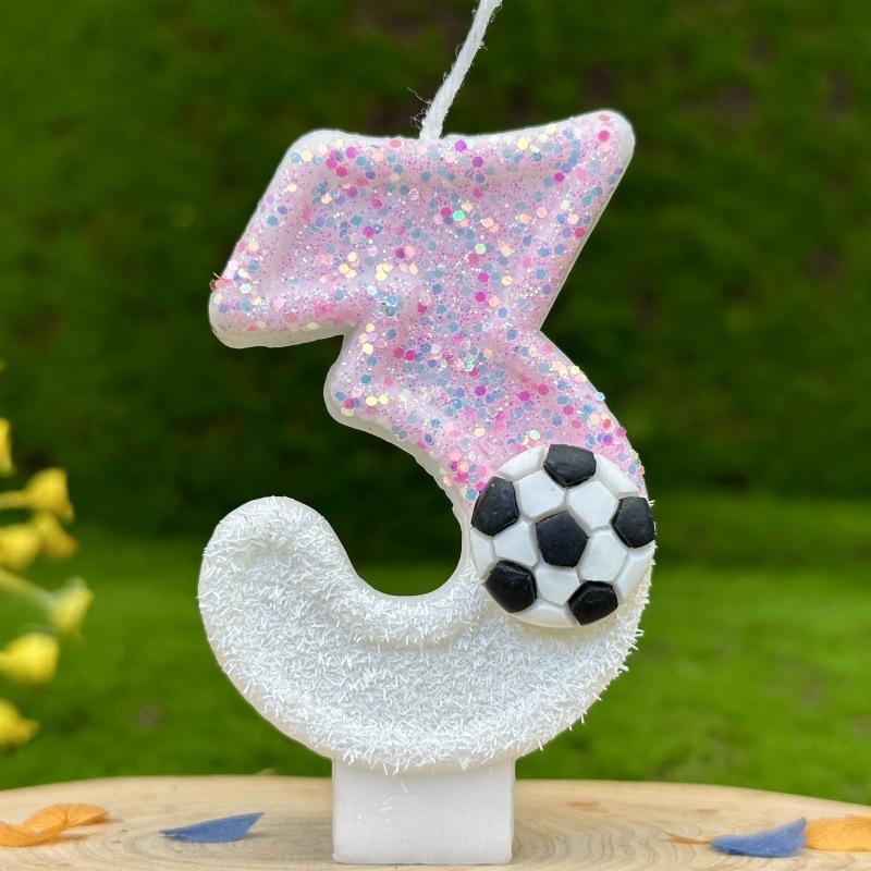 Sports Football Numbers Birthday Candles Party Decoration Handmade Birthday Candles