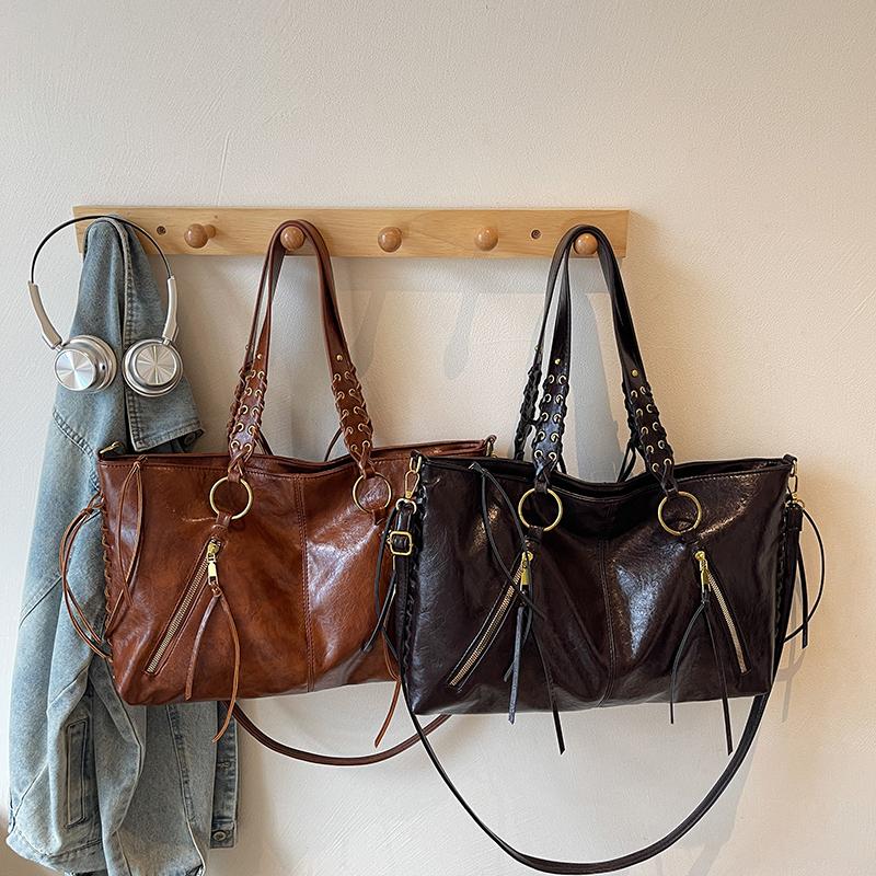 Europe And America Style Retro PU Leather Handbag Shoulder Bag Ladies Zipper Tote Bag Classic Crossbody Bags For Women Work Business