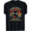 European Sizes Funny Crochet Because Murder Is Wrong Crocheting Black Cat T-Shirt, Gift for Men  Dad Mom Friends, Black