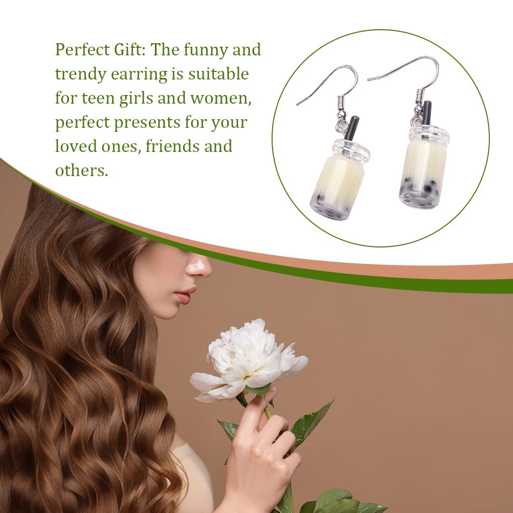 1 Pair Accessory Hanging Gifts Dangle Ear Pendants Milk Fashion Favors Party Funny Girl Tea Earrings Drops Food for Women