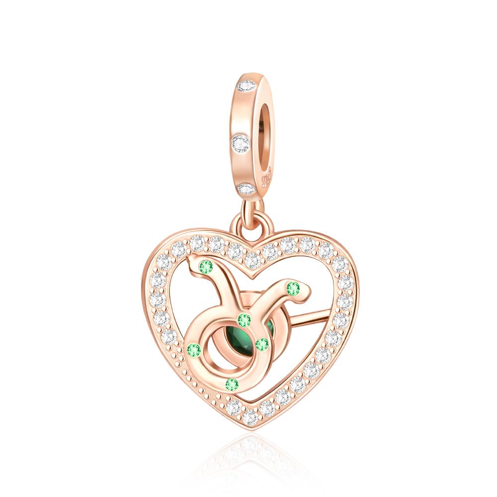 Glücksserie Kupfer Die Zwölf Tierkreiszeichen sind herzförmige Anhänger Passend für DIY Armbänder Halsketten Juwe