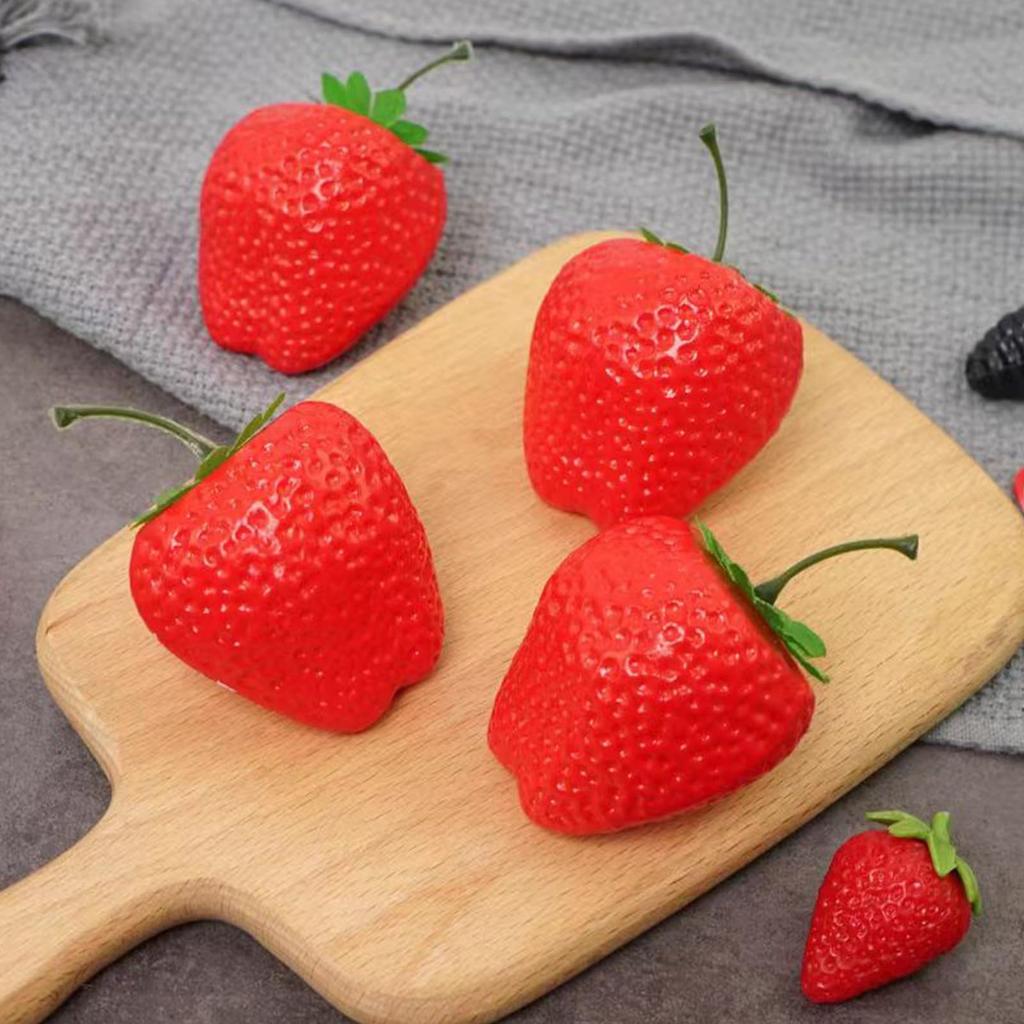 siawadeky 18-Piece Plastic Artificial Strawberry Sample Set, Food Model, Realistic Fake Strawberry Model for Photography Props, Display, Room Decor,