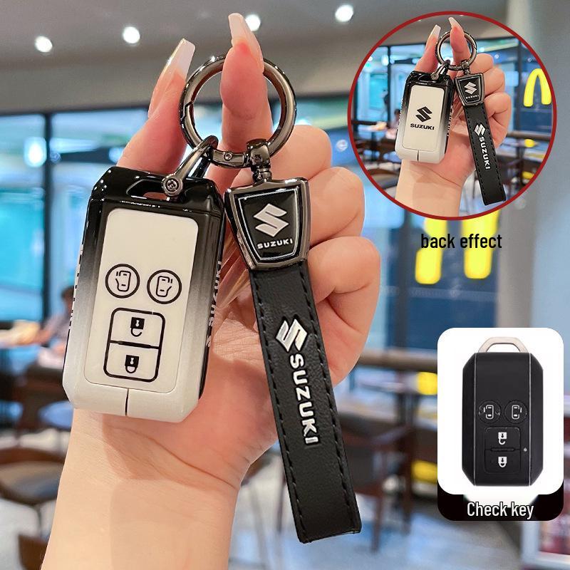 Metal Leather Keychain Shell for Suzuki Hustler, XL7, Solio, Mini Cars