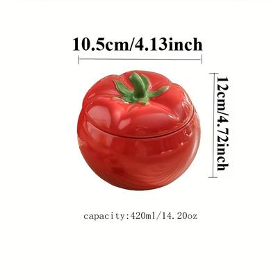 Sugar Bowl Tomato Ceramic Spice Jar Storage Jar with Spoon Kitchen Dining Table Seasoning Container Christmas Home Decorative